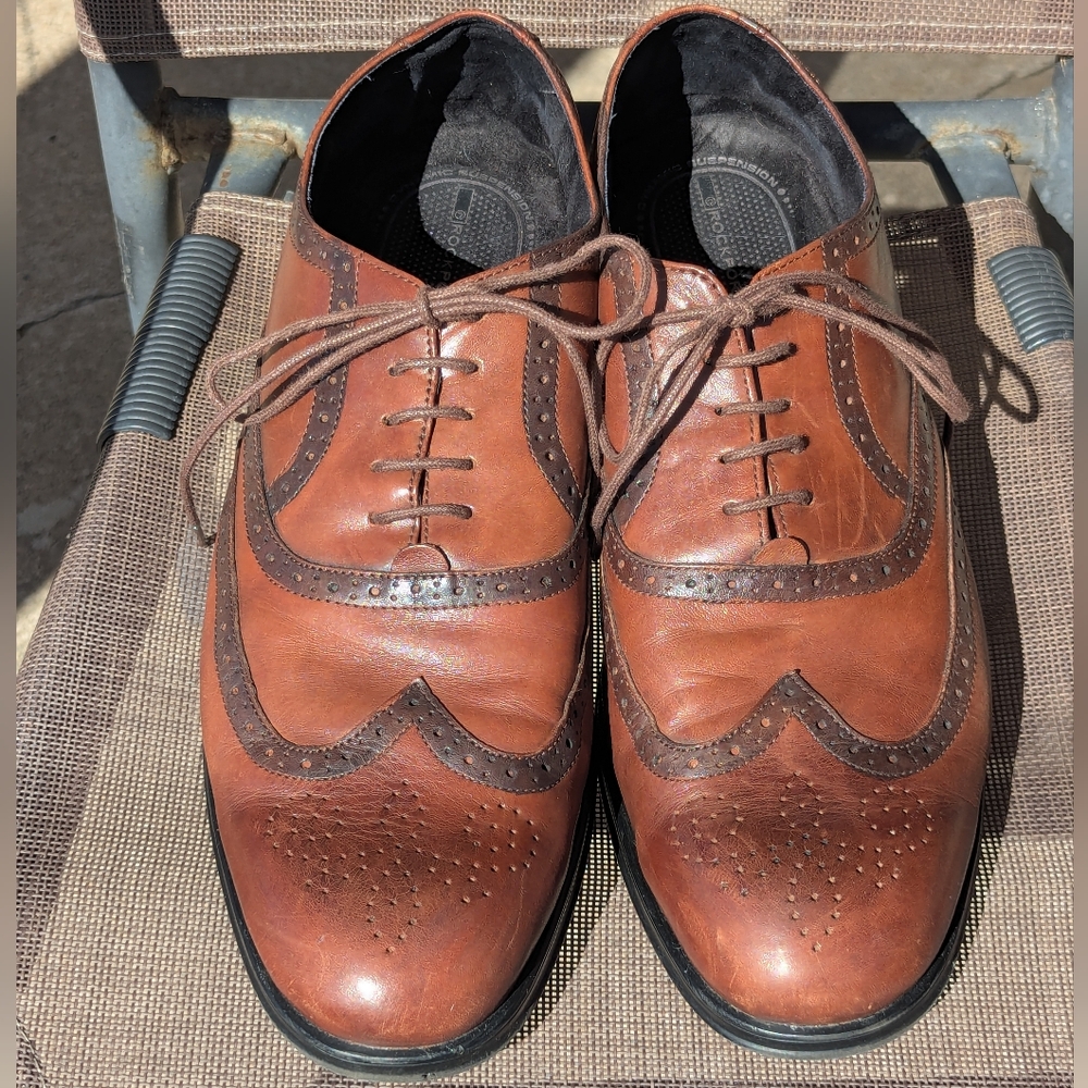 Men's ROCKPORT ALMARTIN 2-Tone Brown WINGTIP SHOES Size 11M